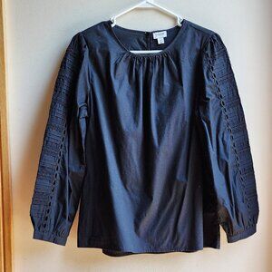 J. Crew Black Laced Sleeves Blouse Size Small